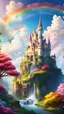 Placeholder: a majestic fairytale castle perched on fluffy clouds, surrounded by colorful rainbows and whimsical creatures living in harmony