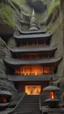 Placeholder: , An amazing temple with a great status all around in un underground dark cave