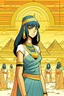 Placeholder: retro anime style, solo, 1990s anime style, Egyptian , Egyptian worker, old Egyptian clothing, black haired woman, background old Egyptian scenery, big size