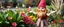 Placeholder: totally symmetric gnome nice cheerleader in garden doing her thing full body portrait