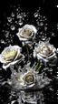 Placeholder: Purity transparency water splashing twisted with many white roses inside, photo, 8k
