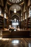 Placeholder: Big books case in a arabesque hall and couple sitting for reading