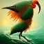 Placeholder: an ibis, in orange and green full battle armor, a highly detailed illustration, background of crashing ocean waves, realistic render, 8 k, micro detail, intricate, elegant, centered, digital painting, Artstation, smooth, sharp focus, illustration, artgerm, tomasz alen kopera, peter mohrbacher, donato giancola, joseph christian leyendecker, wlop, boris vallejo