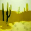 Placeholder: A light yellow desert with cactuses painted by Piet Mondrian