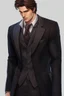 Placeholder: A white man, warlock in a suit, brown hair and brown eyes, fit and handsome. Realistic