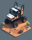 Placeholder: Isometric bobcat skidsteer with bucket attachment, cartooned proportions, Digital painting