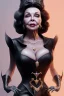 Placeholder: Joan Collins as evil queen in black leather, leather, busty, cleavage, angry, stern look. character design by cory loftis, fenghua zhong, ryohei hase, ismail inceoglu and ruan jia. unreal engine 5, artistic lighting, highly detailed, photorealistic, fantasy