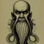 Placeholder: Cthulhu with white skin and a beard made of fleshy tentacles as a Russian Orthodox nosferatu vampire with yellow eyes