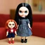 Placeholder: Wednesday addams as a Blythe doll with a chucky doll