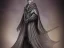 Placeholder: Tall Wizard, dark broody, long staff in hand, grey cloak, photorealistic