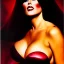 Placeholder: portrait oil on canvas, beautiful busty Vampirella, minimal armor,comic book cover, mystical colors,insanely detailed,realistic,intrincate detail, 16k resolution, masterpiece,Frank Frazetta,Alex Horley, Simon Bisley,