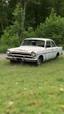 Placeholder: an abandoned old car with no tires and no engine and