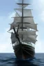 Placeholder: Ship front view. Spider figurehead in dark stormy weather