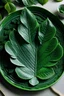 Placeholder: Green plates in leaves shape