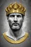 Placeholder: Ultra Realistic image, Roman sculpture, white marble material, Lionel Messi, gold Laurel leaves wreath, renaissance ornaments, one gold star in heart, marble background, chisel style, waist up portrait, emperor style, epic, celestial, cinematic lighting, God light, god rays, 4k resolution, smooth details, ornate details, soft lighting, unreal engine 5, art station, substance 3d.