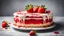 Placeholder: Strawberry cake, Fraisier cake on cncrete background