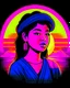 Placeholder: t-shirt design, lata mangeshkar Indian singer, retro sunrise, synthwave