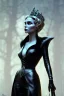 Placeholder: Constance Langdon as evil queen in black leather, leather, busty, cleavage, angry, stern look. character design by cory loftis, fenghua zhong, ryohei hase, ismail inceoglu and ruan jia. unreal engine 5, artistic lighting, highly detailed, photorealistic, fantasy