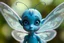 Placeholder: Blue fairy with transparent wings and bright blue eyes, small ears. There are two antennae or tendrils on the head like butterflies. View in full height. High detail.