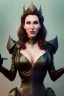 Placeholder: Brandi Love as evil queen in black leather, leather, busty, cleavage, angry, stern look. character design by cory loftis, fenghua zhong, ryohei hase, ismail inceoglu and ruan jia. unreal engine 5, artistic lighting, highly detailed, photorealistic, fantasy