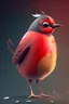 Placeholder: A European Robin Bird with a red stomach area in the style of little nightmares