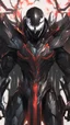 Placeholder: Rainhard suit mix with venom symbiote in solo leveling shadow artstyle, rainhard armor, demon lord them, intricate details, highly detailed, high details