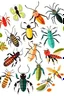 Placeholder: Insects on white background, cartoon style