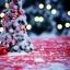 Placeholder: winter scene cartoon christmas tree candy cane snowballs bokeh