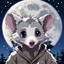 Placeholder: opossum with the cutest eyes, background moon night, in digimon art style