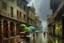 Placeholder: Oil painting of old Pakistani city lhore rainy day