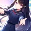 Placeholder: Clear focus,High resolution, Black long straight hair, and purple eyes, wearing a Sailor uniform, Hands reaching out to you