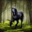 Placeholder: fantasy art, Photorealistic, 8k, black unicorn, forest