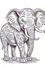 Placeholder: COLORING DRAW OF A ELEPHANT IN CARTOON STYLE, FEW DETAILS , THICK LINES