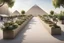 Placeholder: urban design tourist walkway with the pyramids , street seating , planters