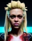 Placeholder: portrait, Shakira, blonde artist, angry, Realistic image, MMA robe, hoodie, mma gloves, band aid, loose long hair, eyes make up, face thunder gold make up, circle iris. moisture sweat, fog, Neon colors, leds. Dark background, photo studio, concept art, smooth, unreal engine 5, god lights, ray tracing, RTX, lumen lighting, ultra detail, volumetric lighting, 3d, finely drawn, high definition, 4k.