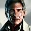 Placeholder: stunning photo realistic head to waist portrait of harrison ford as han solo in star wars with photo realistic short hair by alice zhang,Sam Spratt, Yi Fan, Houston Sharp, Matija Obrovac, Sharp focus, brown eyes, realistically weathered, natural and rough skin,space jacket from star wars, octane render, intricate