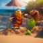 Placeholder: The hangman and the locust on the beach happily making sandcastles in the sun, art by Pixar and Dreamworks