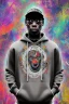 Placeholder: Cool black rapper with all the jewelery and tattoos, hoody and moves. Surrounded by an abstract backstreet graffiti vibe