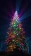 Placeholder: created an image of an extraterrestrial a hemp Christmas big tree hyperrealistic, ultra HD, in 8K, The tree is rare and extraña, no one sees what you see in the tree, Tiene rare colors that mix fluorescence and bioluminescence, in all the paleta of colors, its extra colors, its tall filaments of pilosos that parecen cobrar vida. The tree creates an alien forest, illuminated by a warm ray of light. Destaca the extraterrestrial environment and the hojas de la hierba.Style: Hi