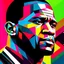 Placeholder: lebron james with 2d geometrical colorful style