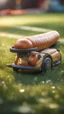 Placeholder: manual lawnmower that looks like a hot dog, bokeh like f/0.8, tilt-shift lens 8k, high detail, smooth render, down-light, unreal engine, prize winning