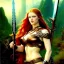 Placeholder: portrait 'beautiful Sexy Busty Redhead Sif',braided long hair,horned helmet, celtic tattoed,crystal clear green eyes,painting by gaston bussiere, greg rutkowski, yoji shinkawa, yoshitaka amano, tsutomu nihei, donato giancola, tim hildebrandt, oil on canvas, cinematic composition, extreme detail,fit full head inside picture,32k