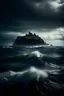 Placeholder: stormy sea with mystical island znd a ship