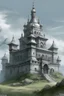 Placeholder: A gray monastery made out if steel painted by Zosan
