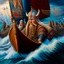 Placeholder: Rey Vikingo navegando en el mar con sus soldados clima cálido obra de arte intrincado hiperdetallado arte renacentista pintura al oleo colores contrastantes 8k