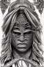 Placeholder:  Portrait Maori Chief iron maiden Maori tribal tattoos, bow with arrows, full detail, 4k, style of Mad Magazine