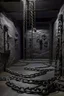 Placeholder: A purplish black dungeon with chains designed in native American petroglyphs painted by Raymond Duchamp-Villon