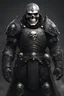 Placeholder: a man in black bulky heavy battle armor with a skull emblem on the chest