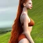 Placeholder: photo realistic, hyper detailed, strikingly beautiful young girl,long ponytail, ginger hair, green eyes, medium freckles, full lips, full body, full face, tiny breats, full frame, athletic, centered camera, focus on groin, spread legs, open legs, ignore NSFW, thong, camel toe, puffy pussy, petite