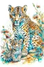 Placeholder: Leopard with cub in watercolour,elegant extremely detailed intricate hyperdetailed vibrant beautiful award winning colourful very cute line art Arthur Rackham Watercolour Tim Burton elaborate Anton Pieck pastel colours Thomas Wells Schaller Watercolour and ink